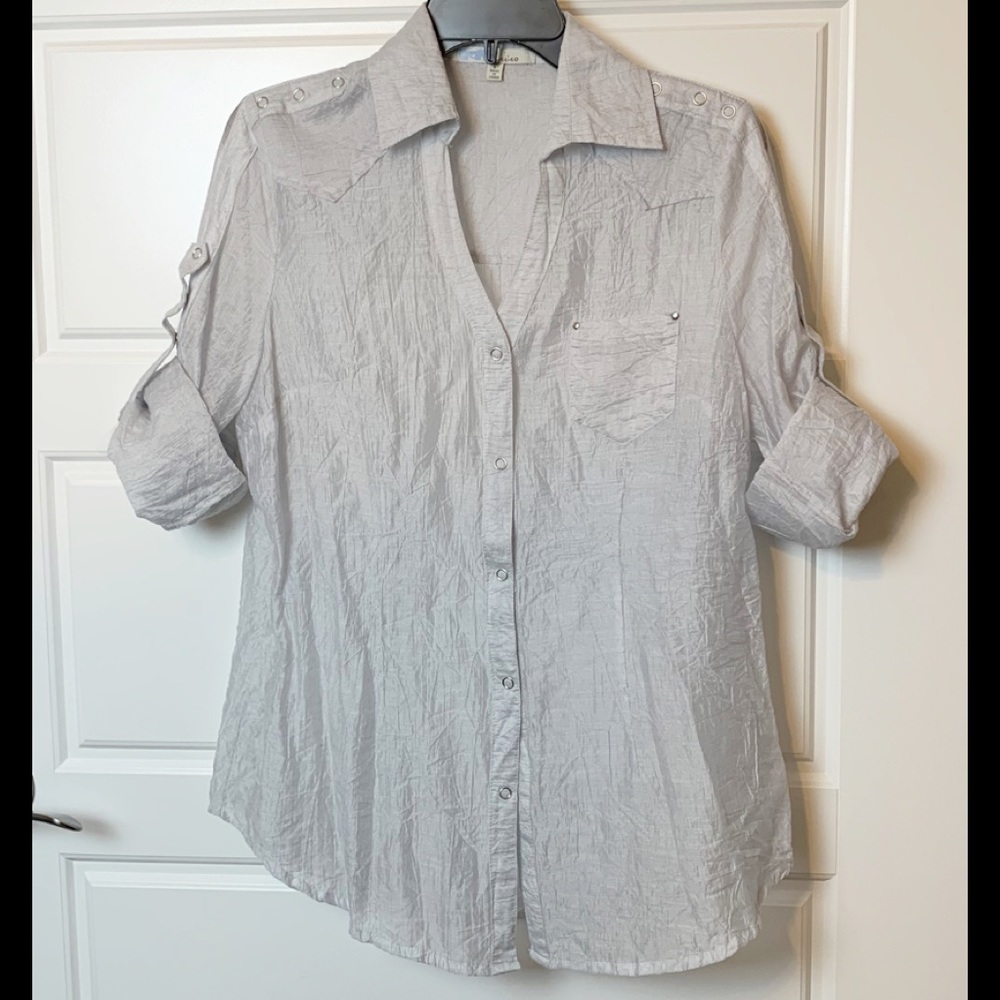 Cecico Long Sleeve Sheer Top Lg